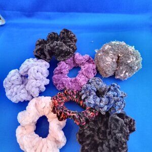 lot of 8 new handmade chenille hair scrunchies